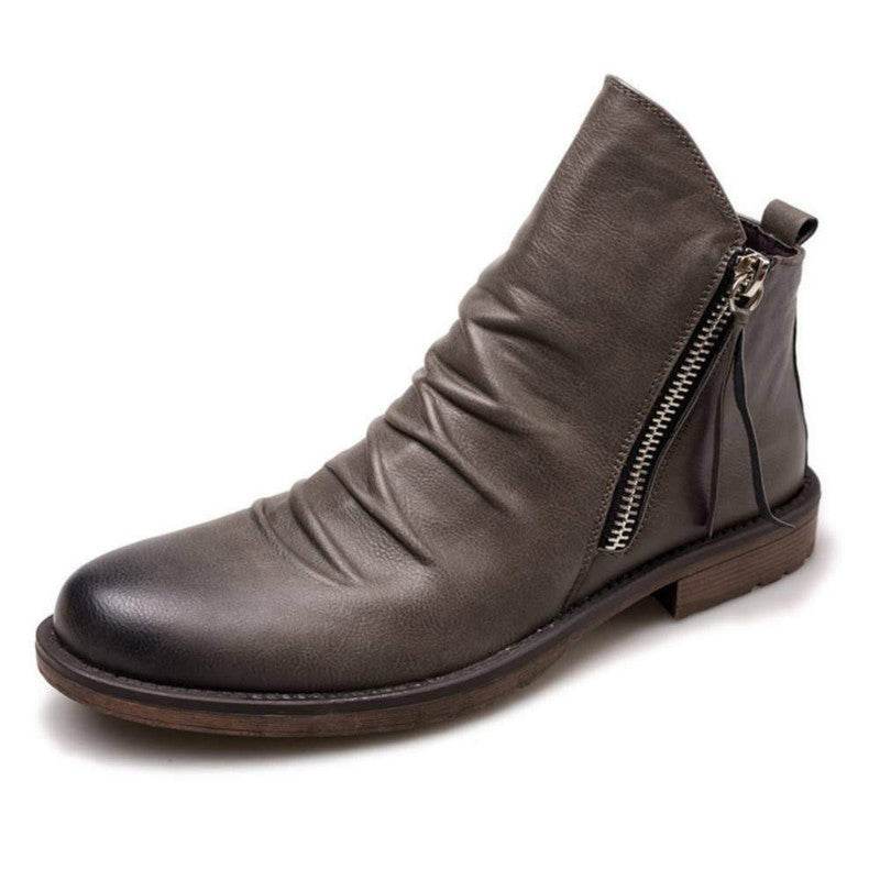 Chaussures décontractées en cuir pour hommes, bottines Chelsea - Droxev