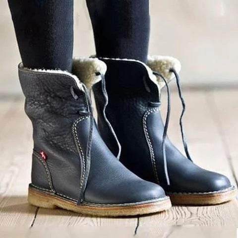 Bottes Martin confortables à semelle plate pour femmes, bottes basses polyvalentes - Droxev
