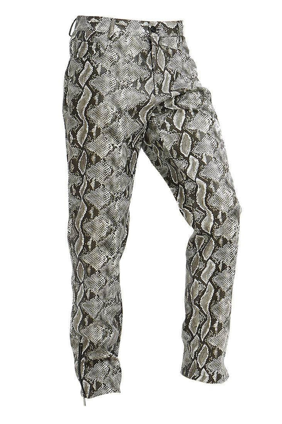 Pantalon décontracté en cuir synthétique pour homme, motif peau de serpent - Droxev