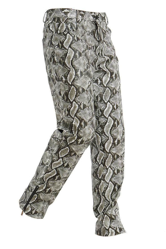 Pantalon décontracté en cuir synthétique pour homme, motif peau de serpent - Droxev