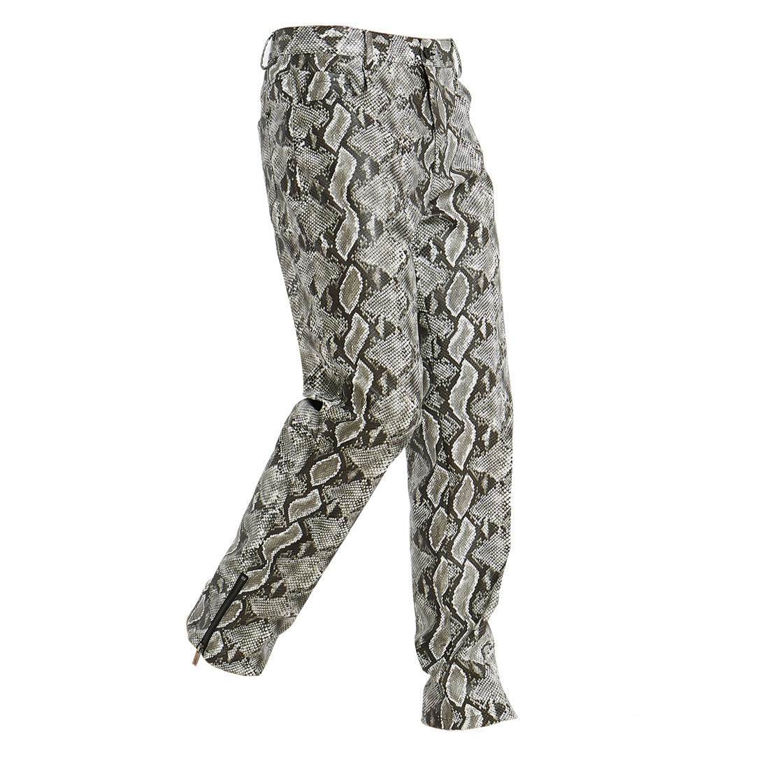 Pantalon décontracté en cuir synthétique pour homme, motif peau de serpent - Droxev