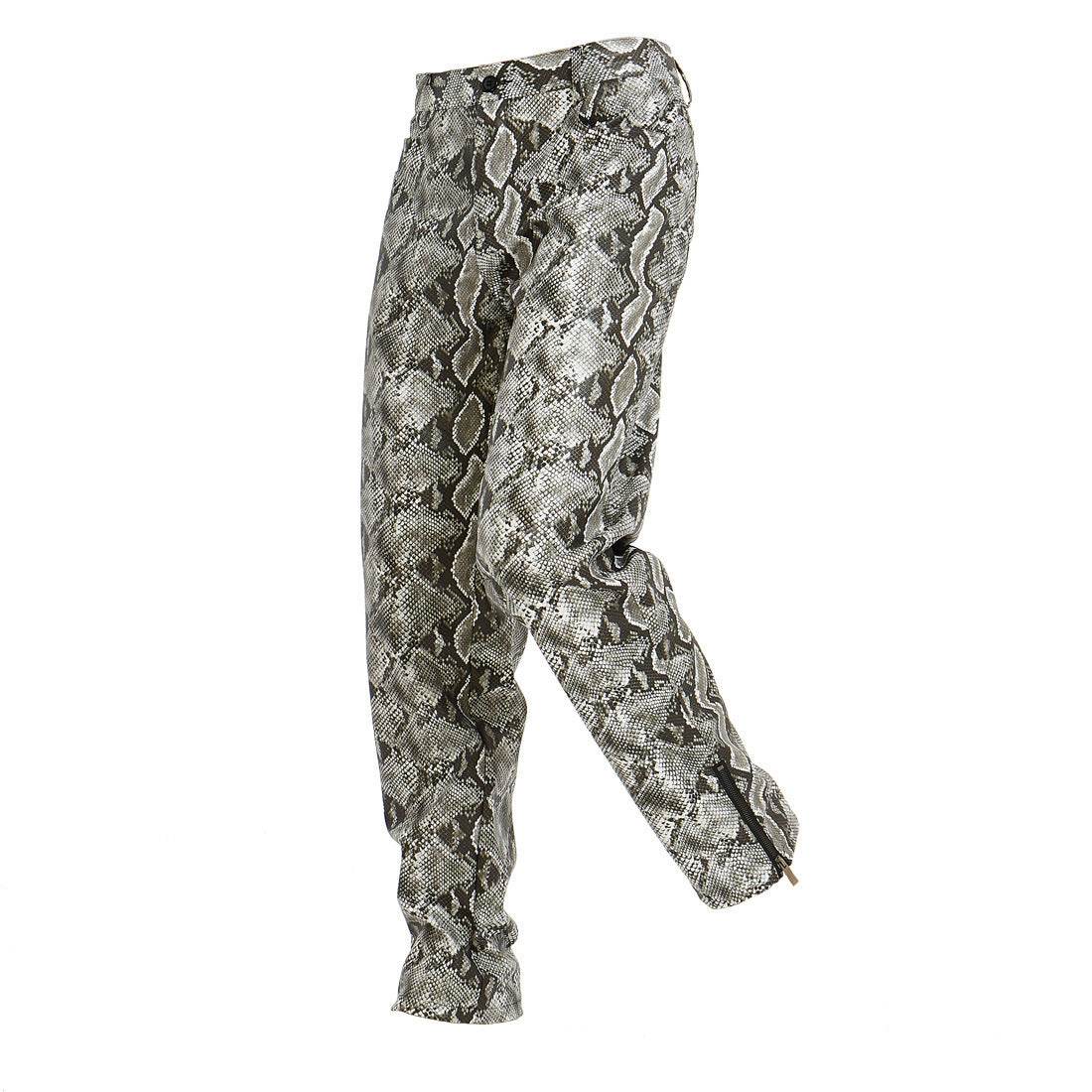Pantalon décontracté en cuir synthétique pour homme, motif peau de serpent - Droxev