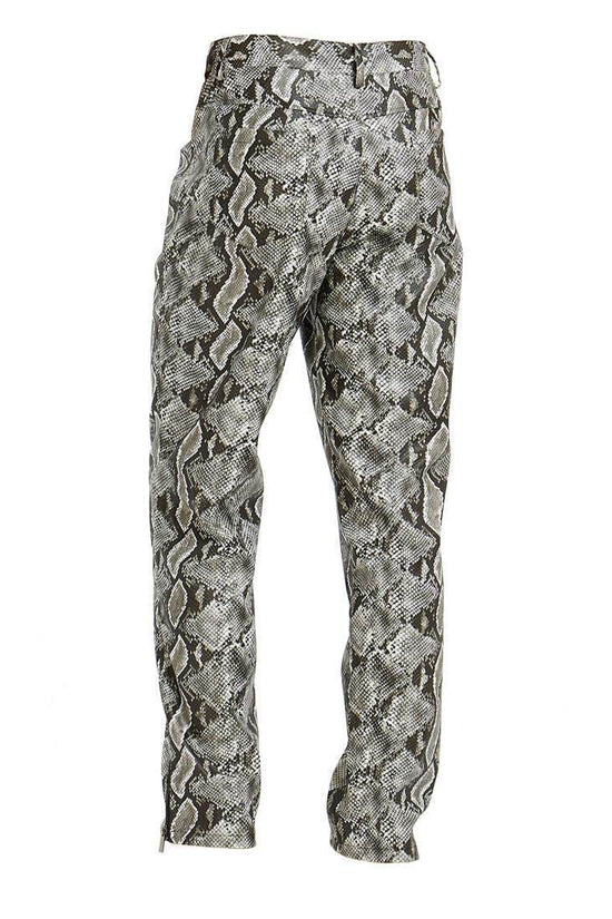 Pantalon décontracté en cuir synthétique pour homme, motif peau de serpent - Droxev