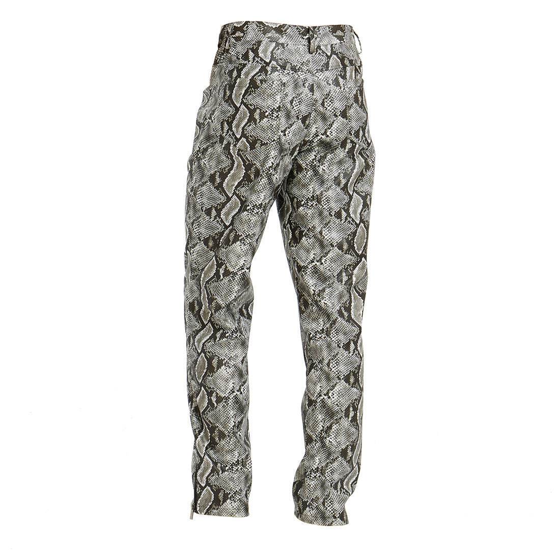 Pantalon décontracté en cuir synthétique pour homme, motif peau de serpent - Droxev