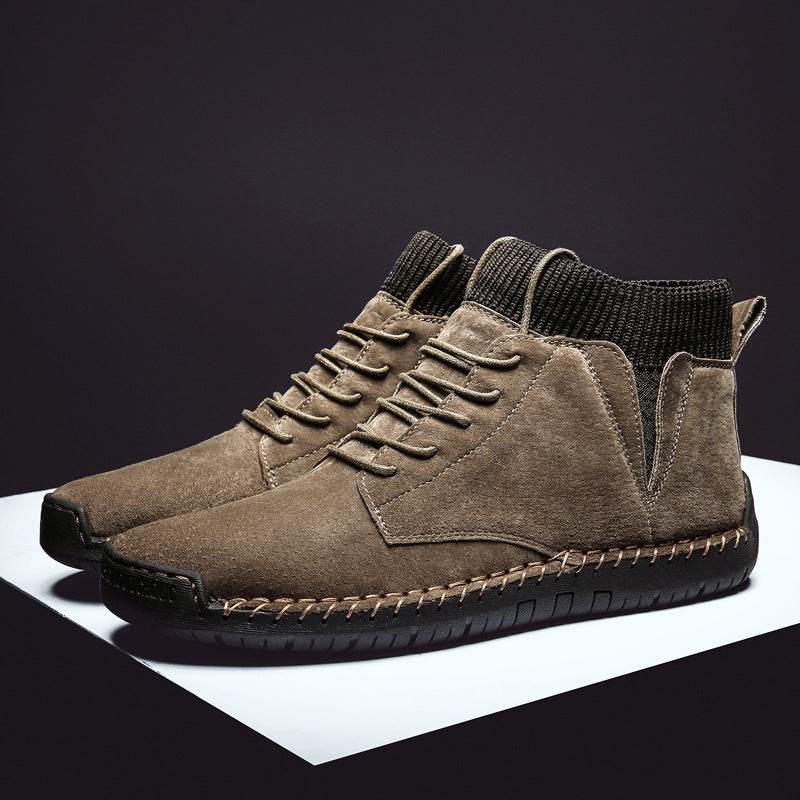 Large Size Lace-up Wild Socks Men Warm Snow Boots - Droxev