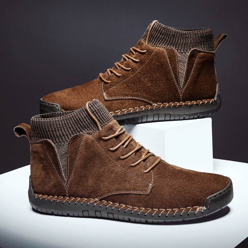 Large Size Lace-up Wild Socks Men Warm Snow Boots - Droxev