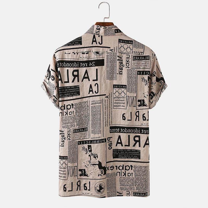 Chemise hawaïenne vintage à imprimé journal pour homme (3XL) - Droxev