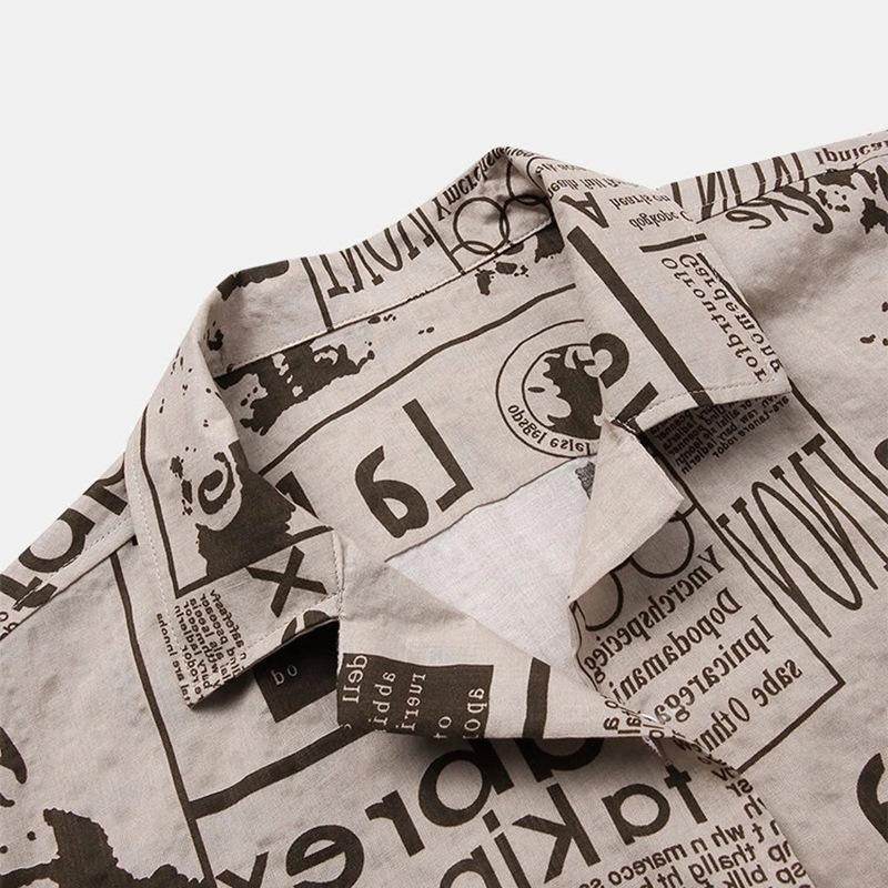 Chemise hawaïenne vintage à imprimé journal pour homme (3XL) - Droxev
