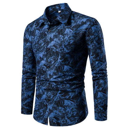Chemise Imprimée à Manches Longues Homme – Style Cardigan Slim