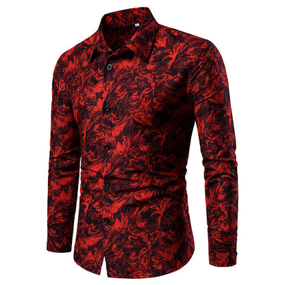 Chemise Imprimée à Manches Longues Homme – Style Cardigan Slim