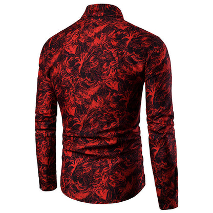 Chemise Imprimée à Manches Longues Homme – Style Cardigan Slim
