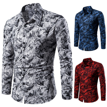 Chemise Imprimée à Manches Longues Homme – Style Cardigan Slim