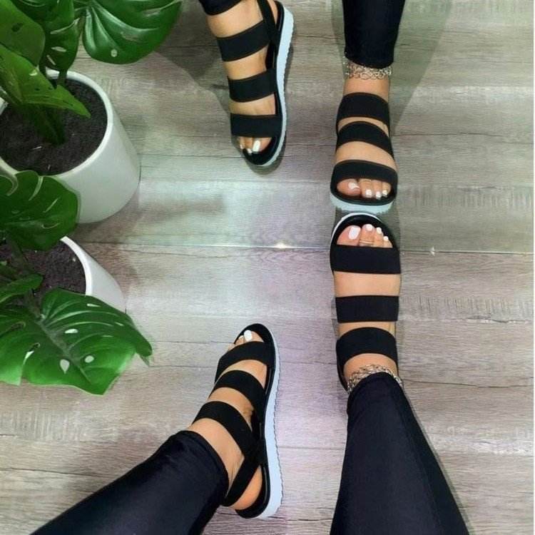 Chaussures pour femmes à semelle plate, sandales antidérapantes assorties - Droxev