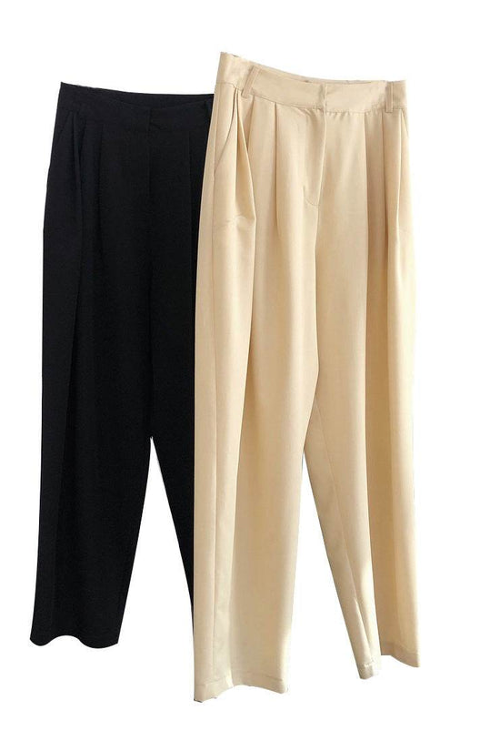 Pantalon ample drapé amincissant droit radis pantalon décontracté - Droxev