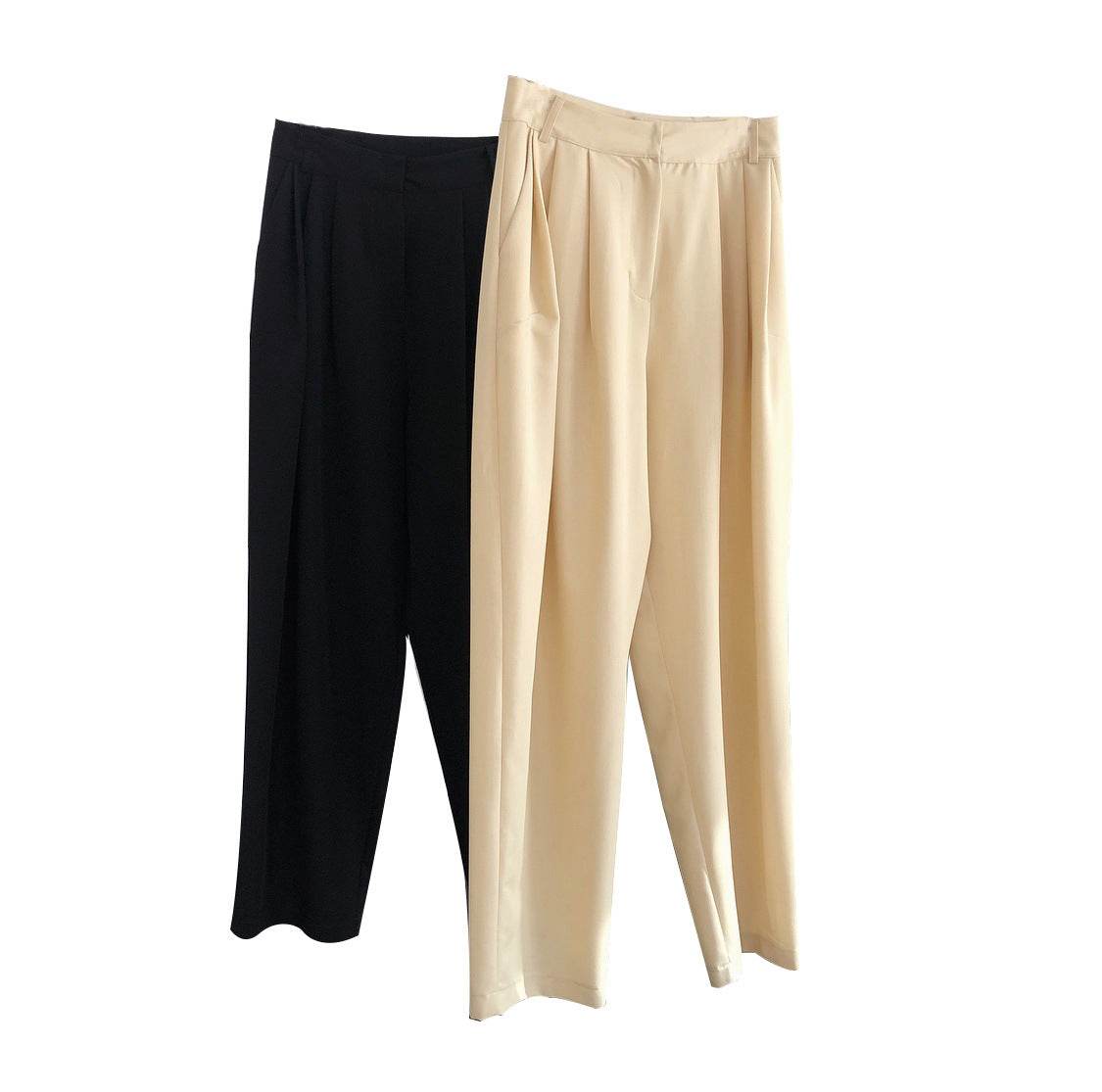 Pantalon ample drapé amincissant droit radis pantalon décontracté - Droxev