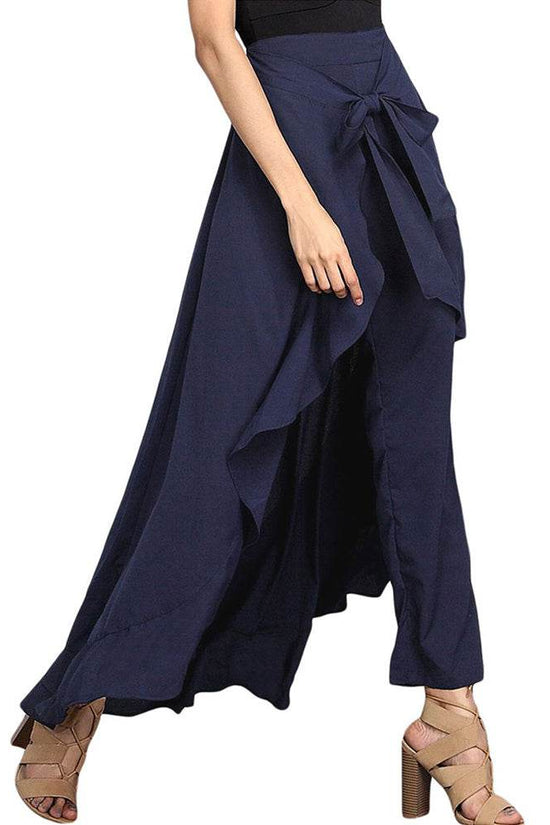 Pantalon décontracté à volants et cordon de serrage pour femme - Droxev