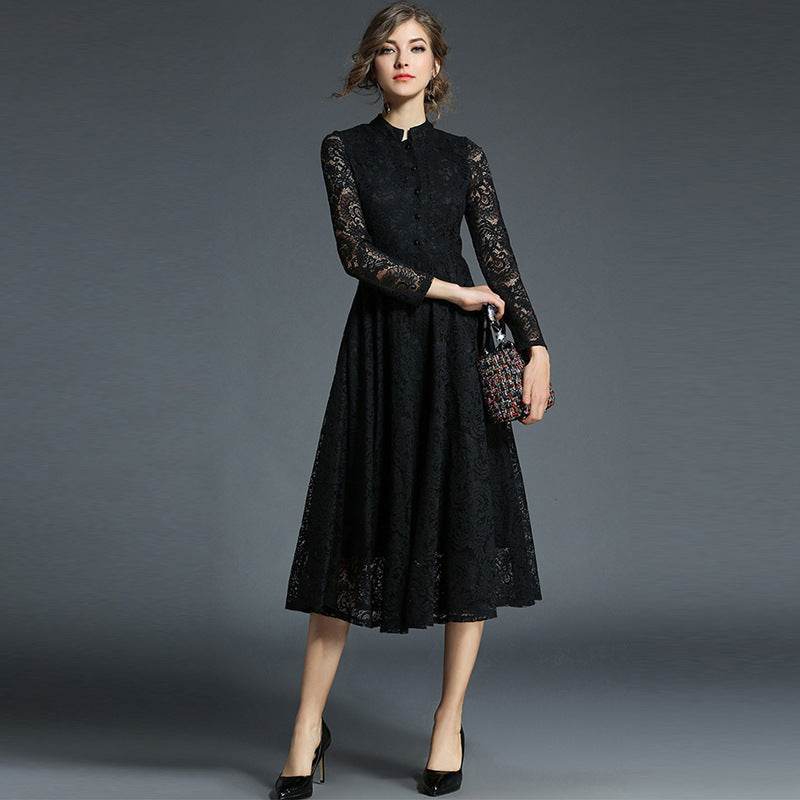 robe trapèze ample à simple boutonnage - Droxev