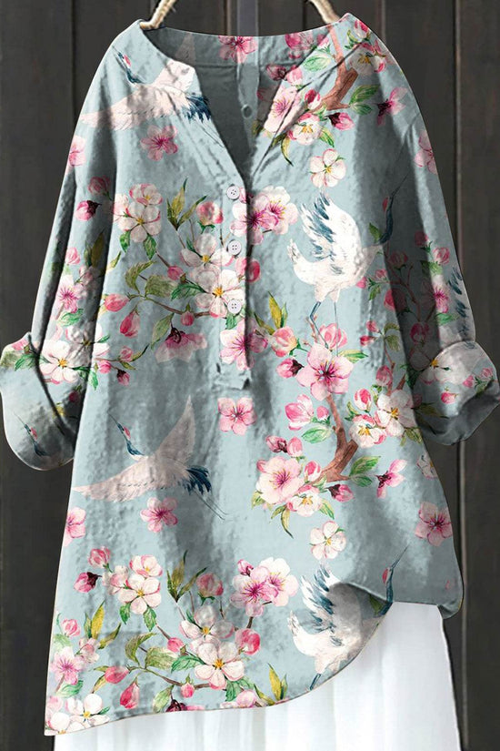 Chemise assortie en lin confort imprimé - Droxev