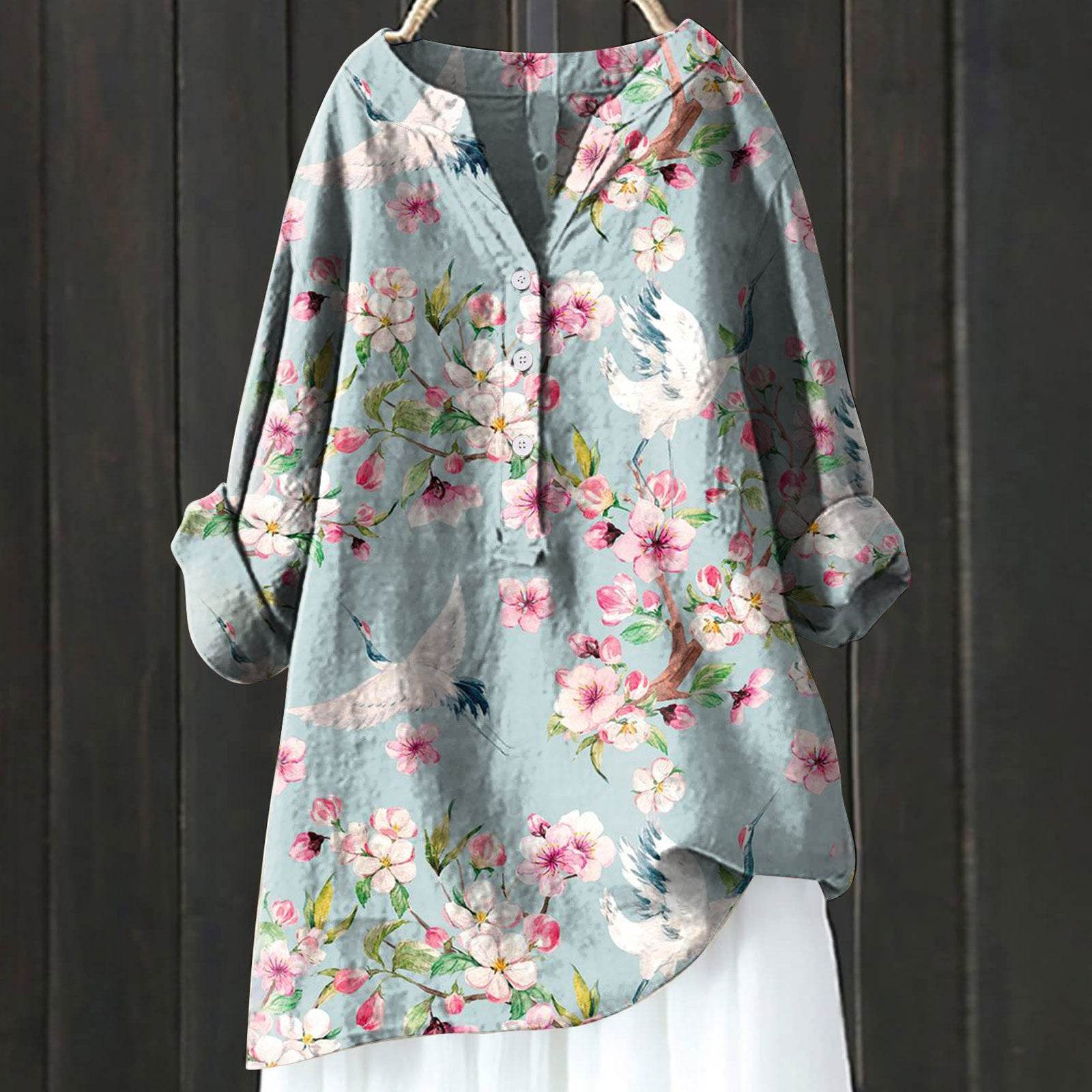 Chemise assortie en lin confort imprimé - Droxev