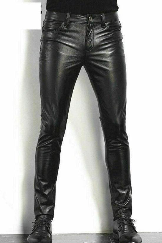 Pantalons longs en cuir pour hommes à la mode - Droxev