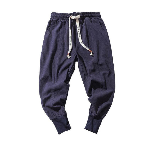 Pantalon sarouel en coton et lin pour homme, style hip-hop - Droxev
