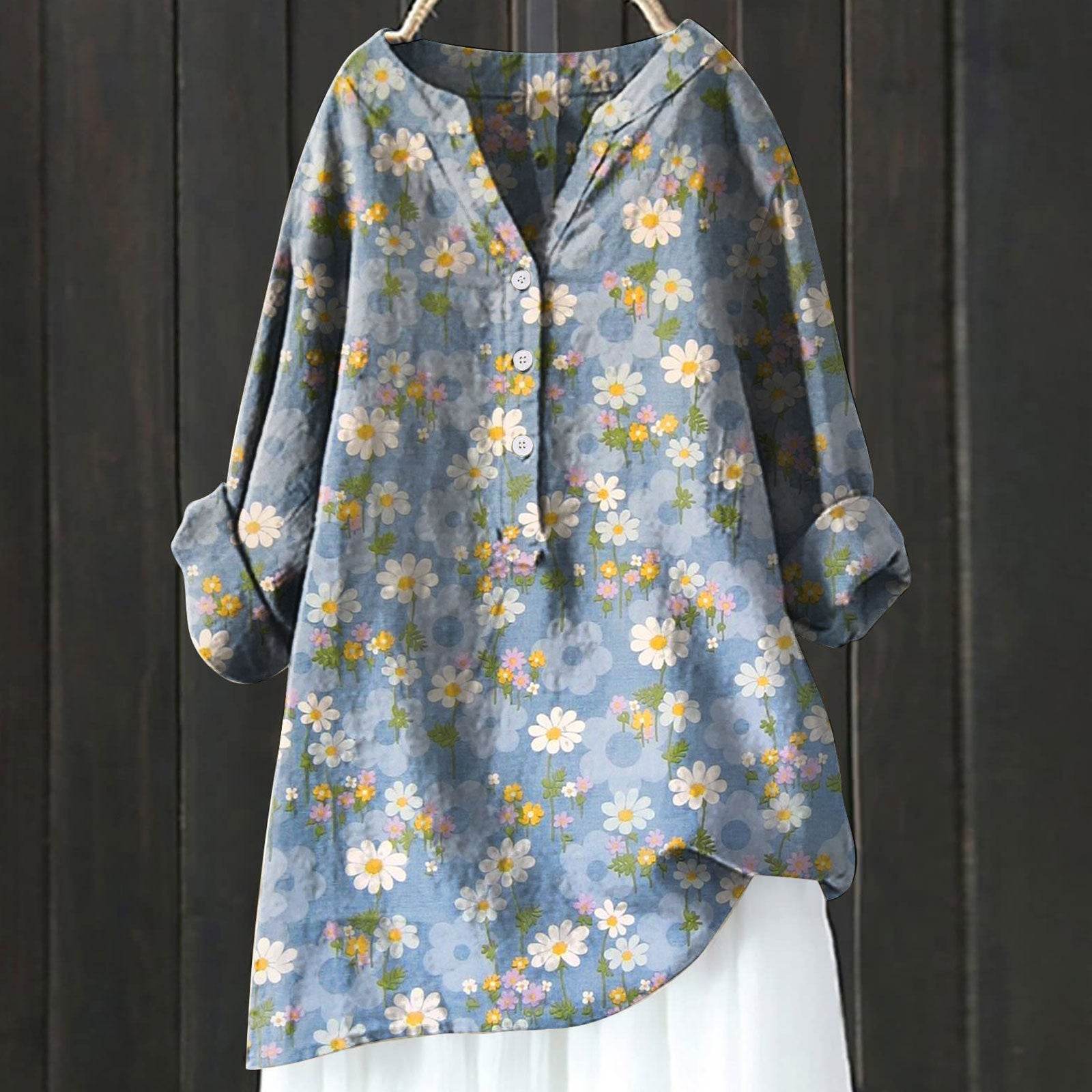 Chemise assortie en lin confort imprimé - Droxev