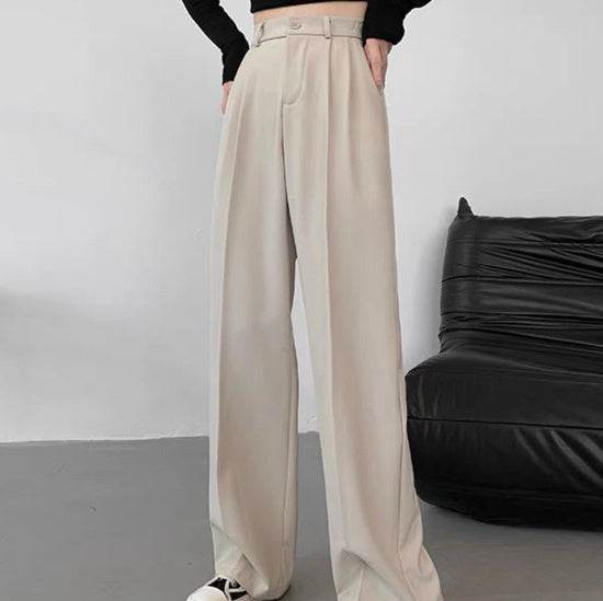 Pantalon de costume décontracté taille haute à jambe droite - Droxev