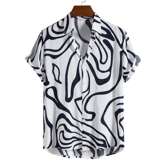 Chemise décontractée à manches courtes et revers pour homme
