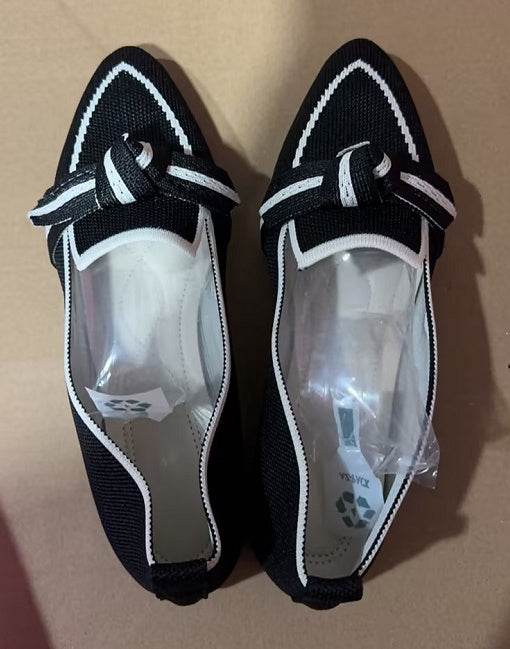 Chaussures plates tendance à bout pointu et nœud pour femmes, tissées et respirantes, idéales pour l'été - Droxev