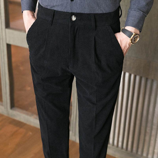 Pantalon décontracté pour homme en velours côtelé coupe slim - Droxev