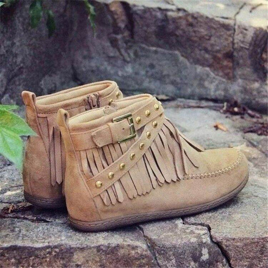 Bottes Martin rétro à boucle plate pour femme - Droxev
