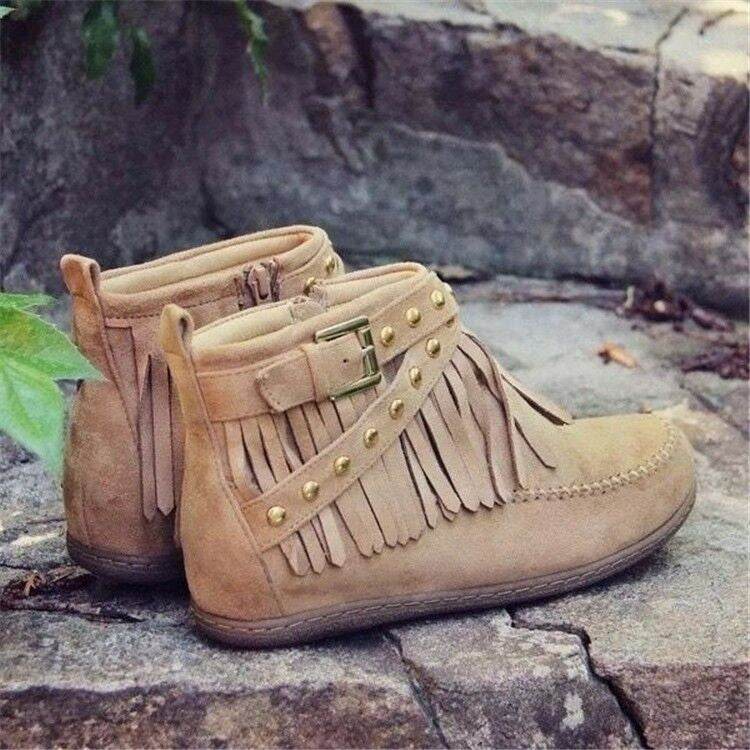 Bottes Martin rétro à boucle plate pour femme - Droxev