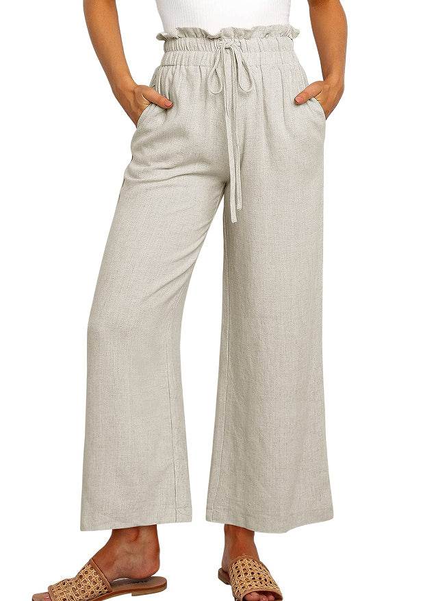 Pantalon large Pantalon court de couleur unie - Droxev