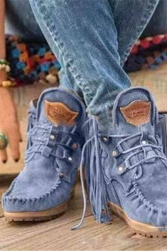 Bottes courtes à franges pour femmes, simples et tendance - Droxev