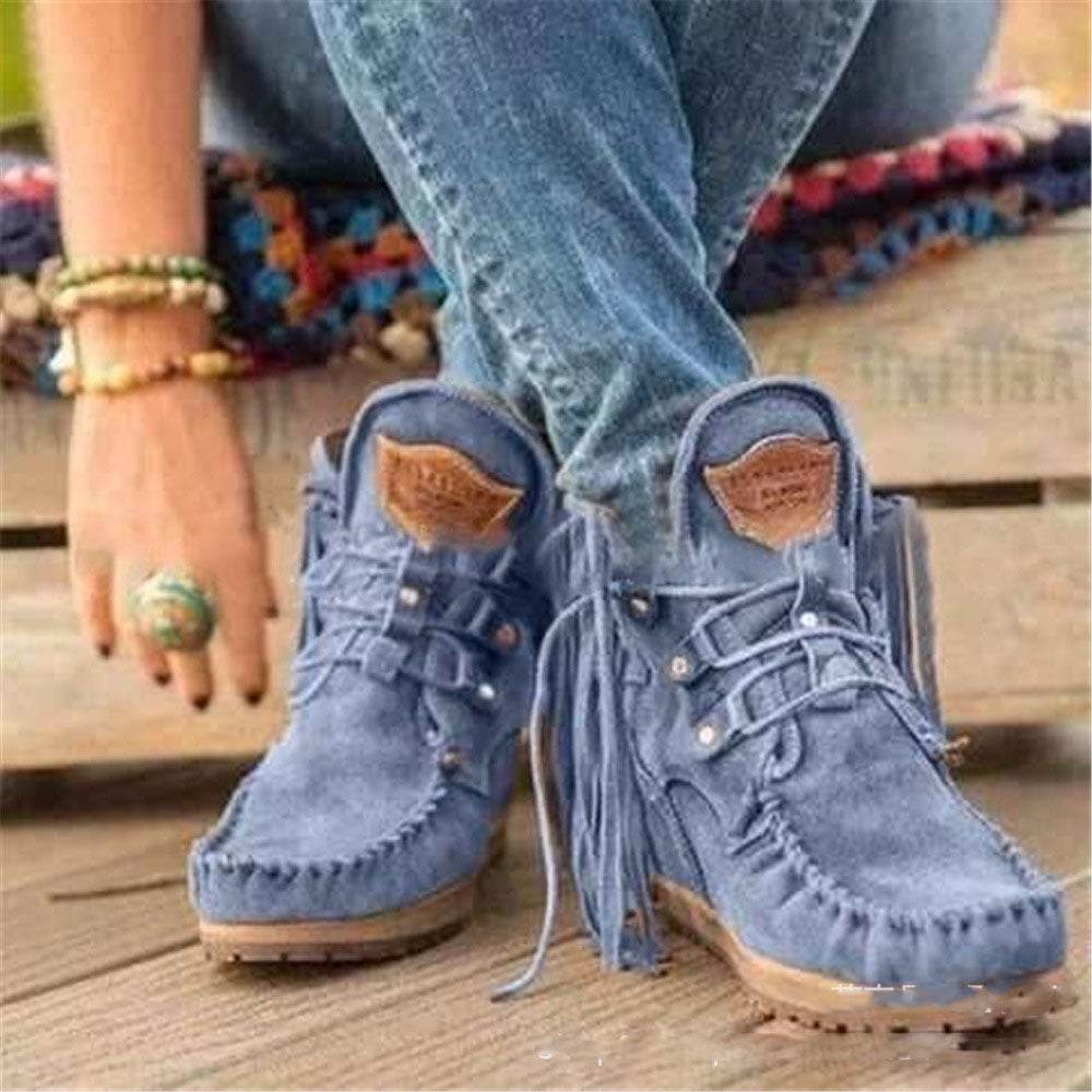 Bottes courtes à franges pour femmes, simples et tendance - Droxev