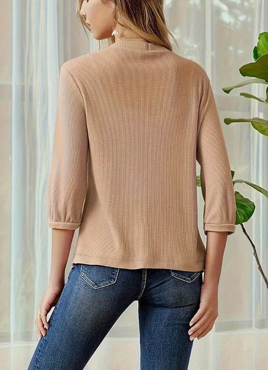 Cardigan en tricot gaufré de couleur unie - Droxev