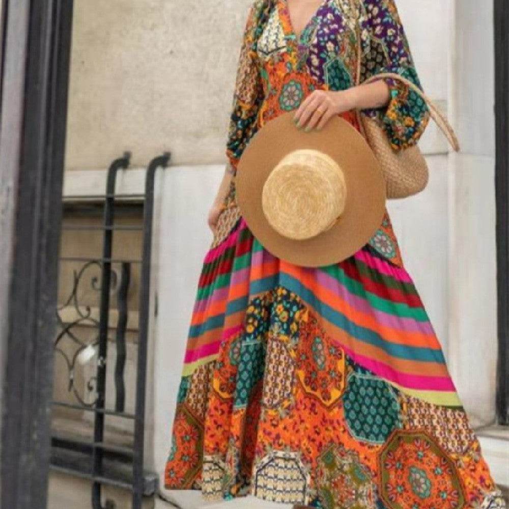Robe extra longue de style ethnique pour femmes - Droxev