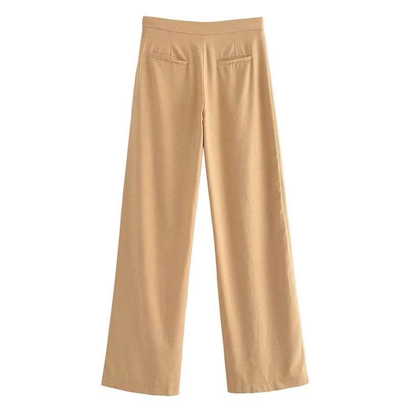 Pantalon en lin mélangé décontracté et polyvalent pour femme - Droxev