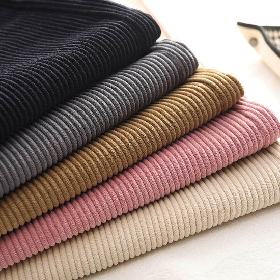 Pantalon ample décontracté en velours côtelé taille haute à jambes larges - Droxev