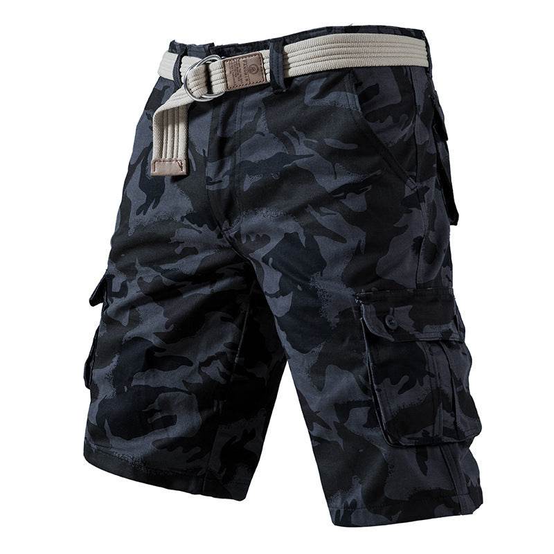 Salopette d'été en pur coton délavé, short camouflage pour homme - Droxev