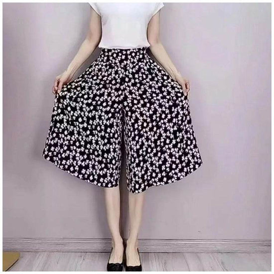 Capris à jambes larges, taille haute, slim et décontracté, imprimé - Droxev