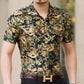 Chemise d'été imprimée à manches courtes pour homme d'âge moyen, en soie glacée extensible, pour loisirs
