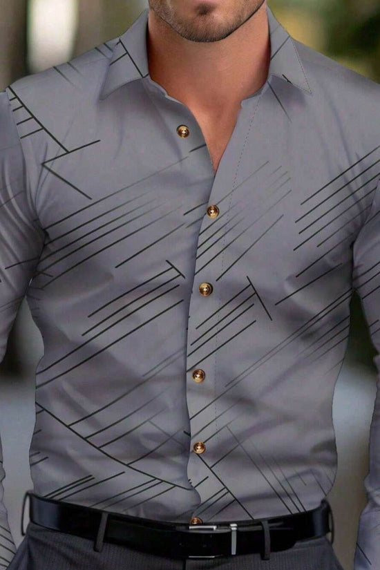 Chemise à Rayures Obliques pour Homme – Grande Taille Décontractée - Droxev
