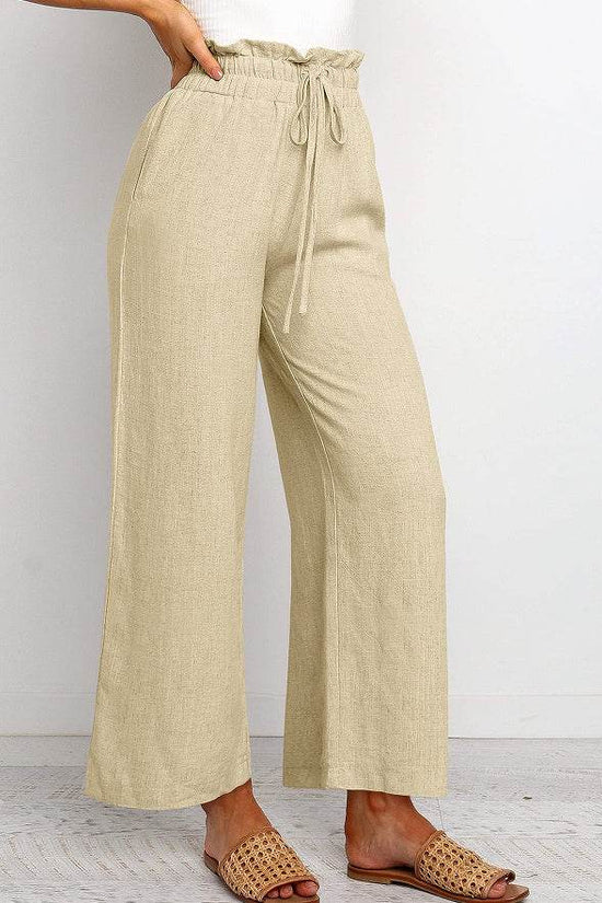 Pantalon large Pantalon court de couleur unie - Droxev