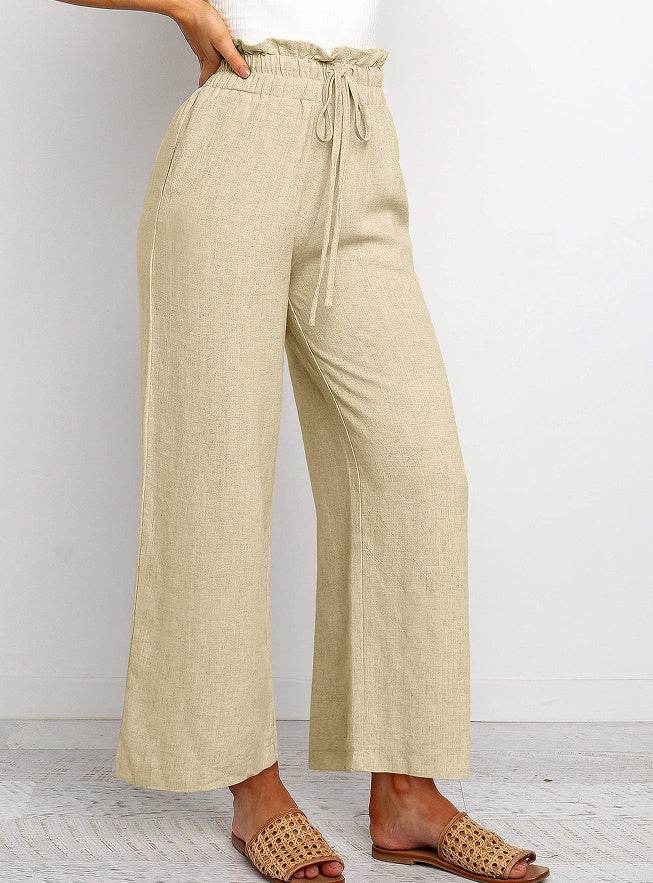 Pantalon large Pantalon court de couleur unie - Droxev