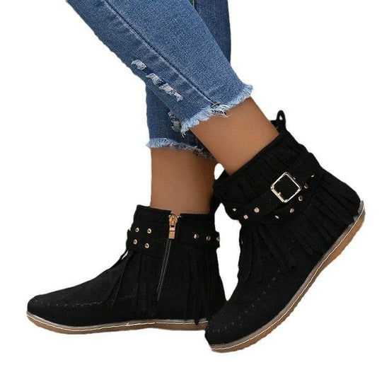 Bottes Martin rétro à boucle plate pour femme - Droxev