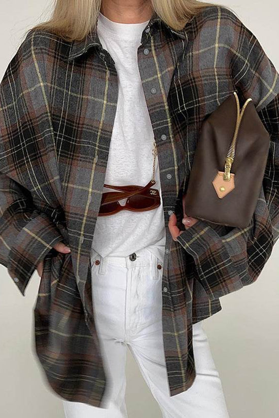 Chemise à manches longues à la mode rétro ample - Droxev