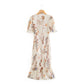 Stretch pleated slim-fit dress long dress