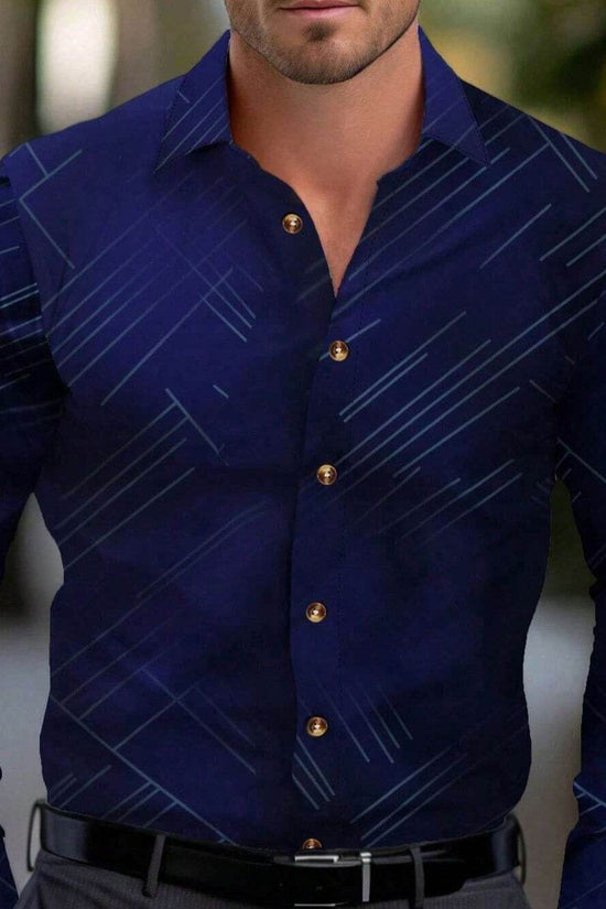 Chemise à Rayures Obliques pour Homme – Grande Taille Décontractée - Droxev