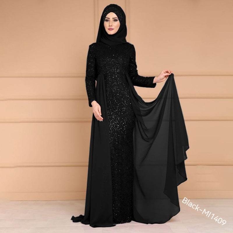 Robe longue queue de poisson style rétro à paillettes amincissantes pour femme - Droxev